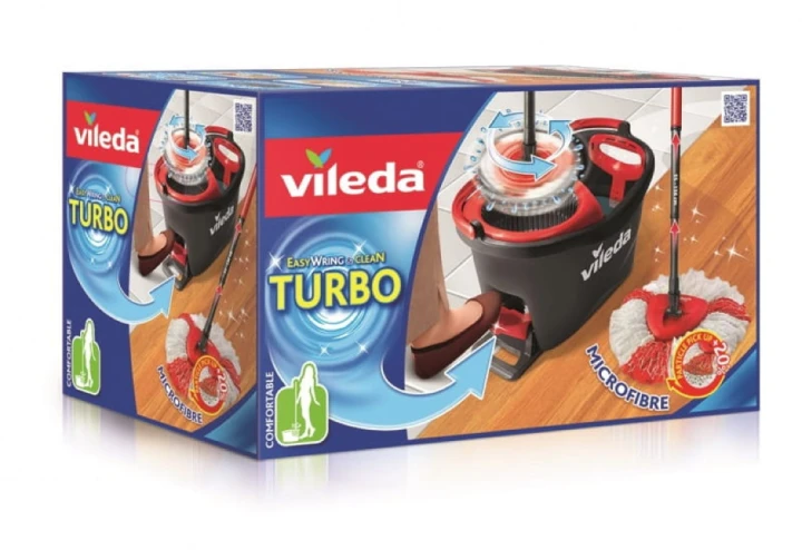 Zestaw Vileda Easy Wring & Clean TURBO z mopem i wiadrem-opakowanie karton.