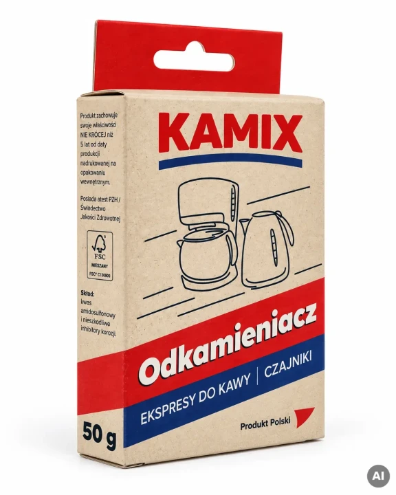Kamix Odkamieniacz 50 g do czajników i ekspresów – widok opakowania